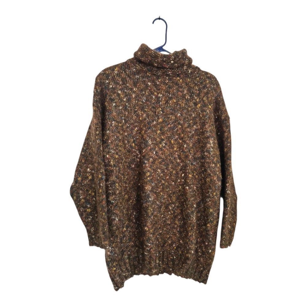 Express Tricot Womens M Brown Speckled Mohair Blend Turtleneck Sweater Lagenlook